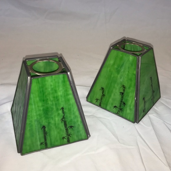 Accents 2 Small Green Stained Glass Lamp Shades Poshmark
